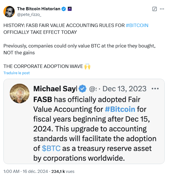 Michael Saylor, the boss of MicroStrategy, is enthusiastic about being able to correctly account for his company's Bitcoin reserves.