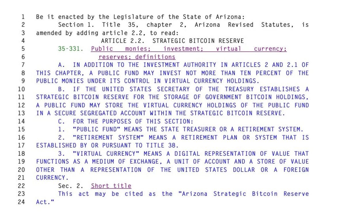 Arizona SBR - Note oficiale
