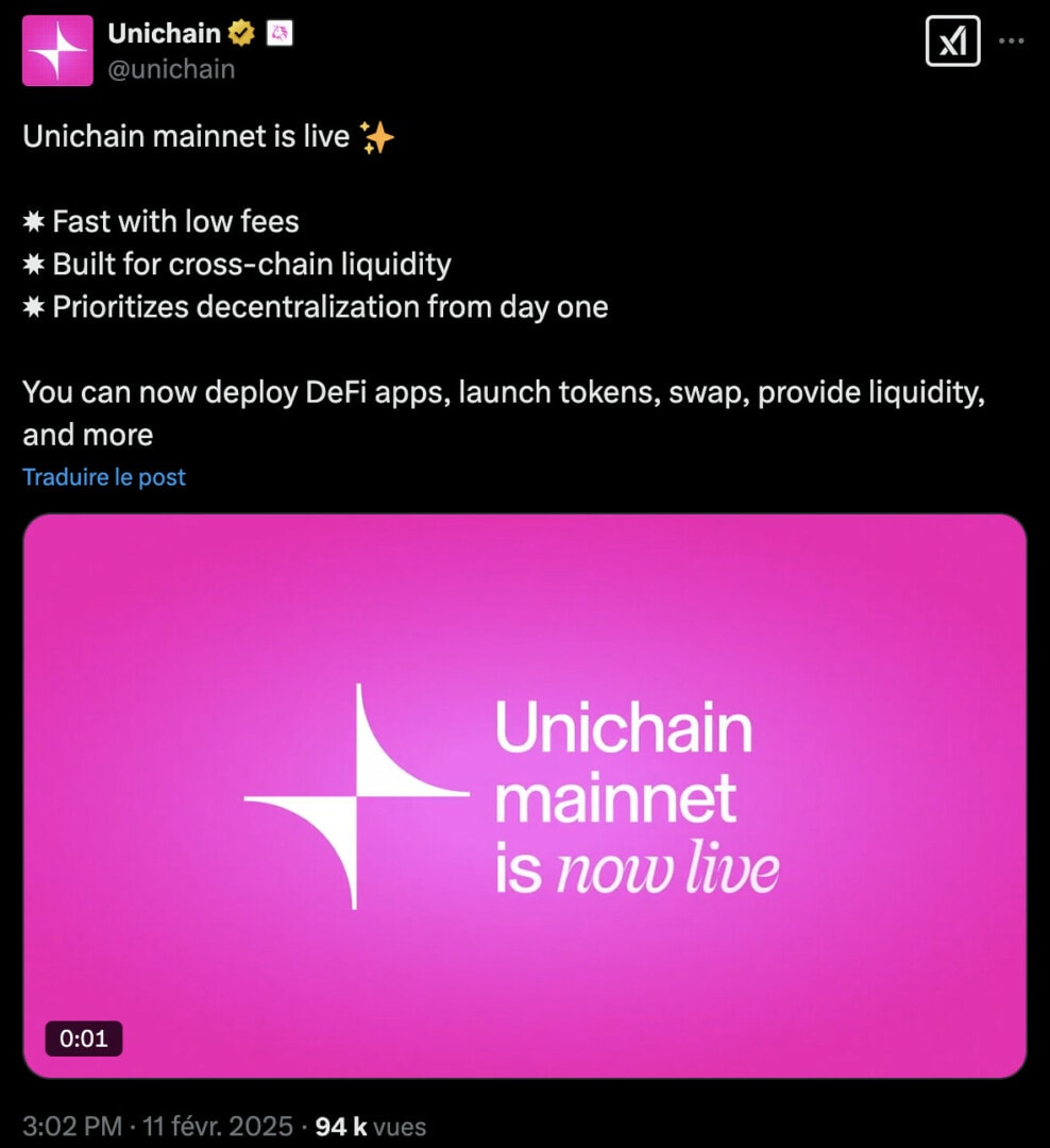 Unichain opens the doors of the Mainnet of his L2