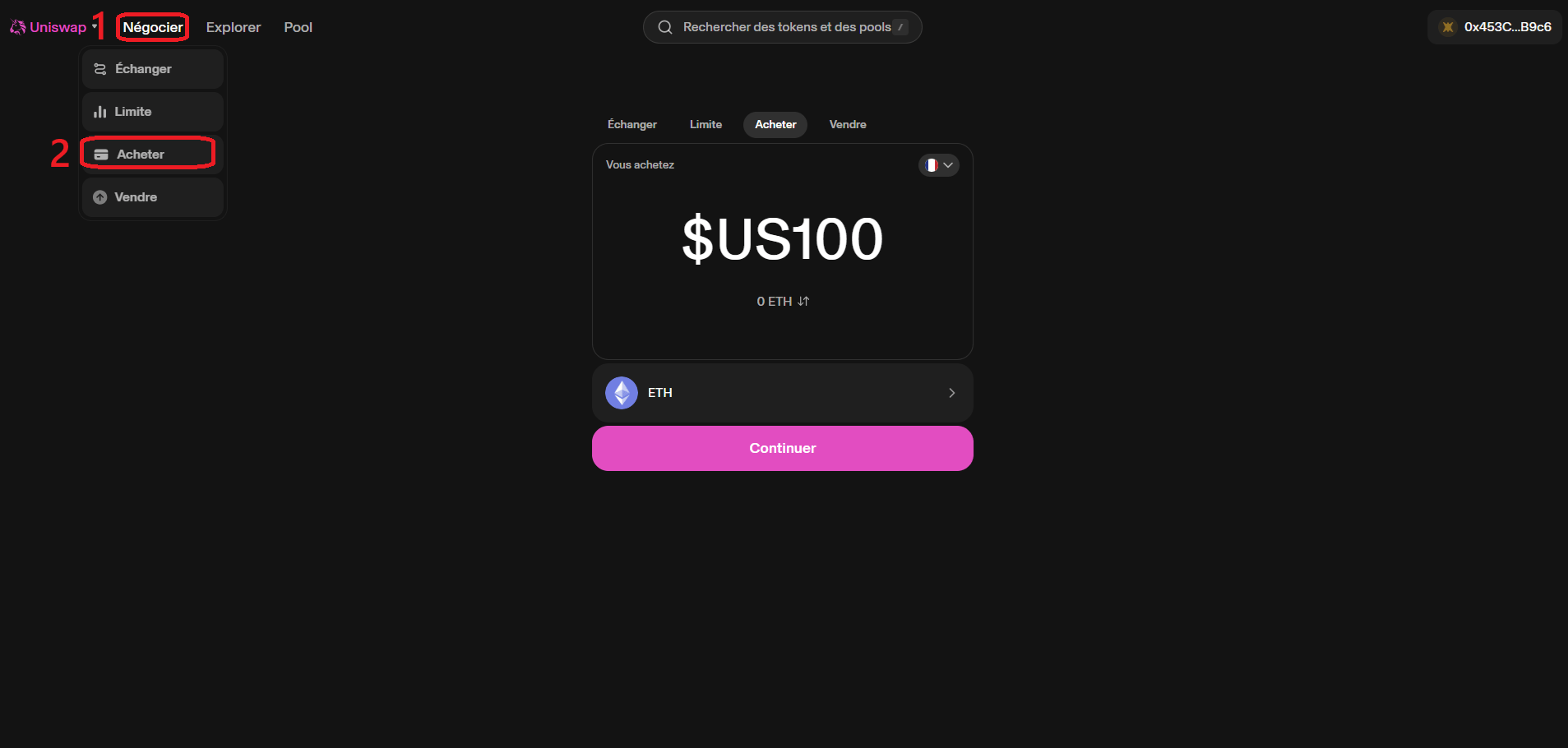 Use Moonpay via Uniswap