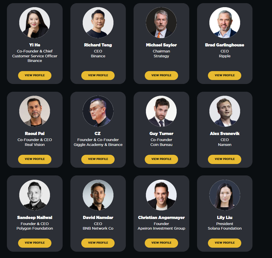 Binance Blockchain Week speakers