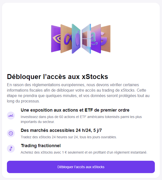 Unblocking access to xStocks requires answering a questionnaire that only takes a few moments