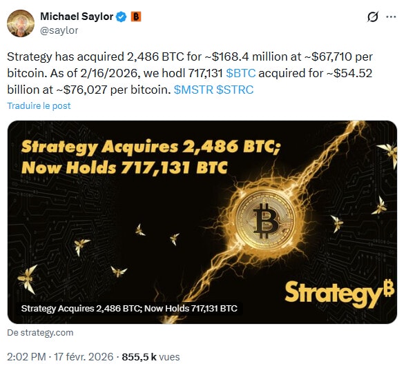 Strategy and Michael Saylor buy more Bitcoin, pushing their treasury to 717,131 BTC.