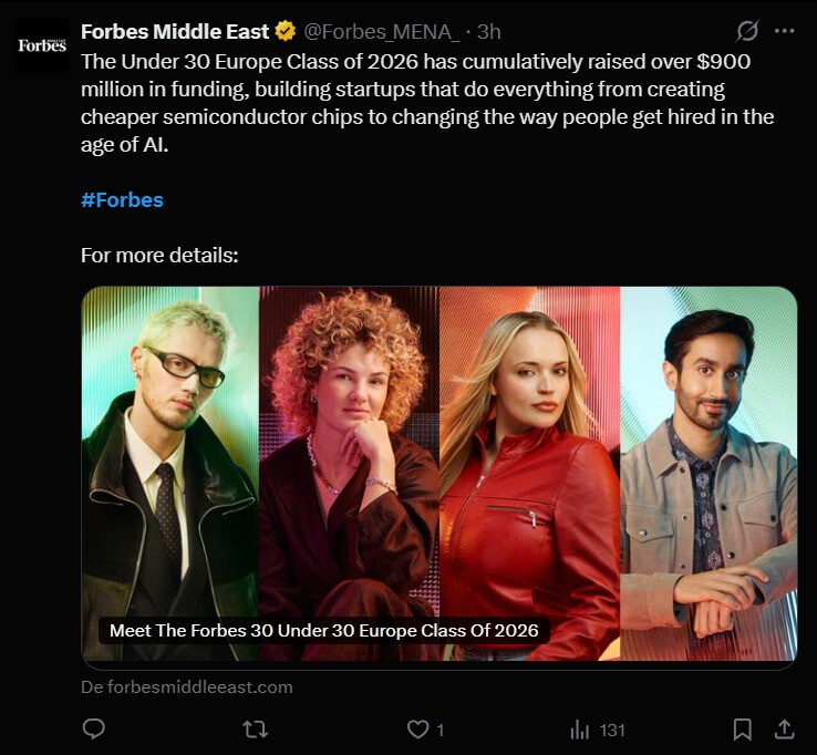 Forbes magazine published its annual “30 Under 30 Europe” ranking on April 14, highlighting young founders and researchers whose activity now influences economic and scientific structures. This edition highlights a clear trend: the growing integration of artificial intelligence and decentralized technologies in traditional sectors such as health or industrial research. While fundraising in technology sectors reached $5.6 billion in the first quarter of 2026 according to Messari data, these young leaders are capturing a notable share of this capital to finance operational solutions.